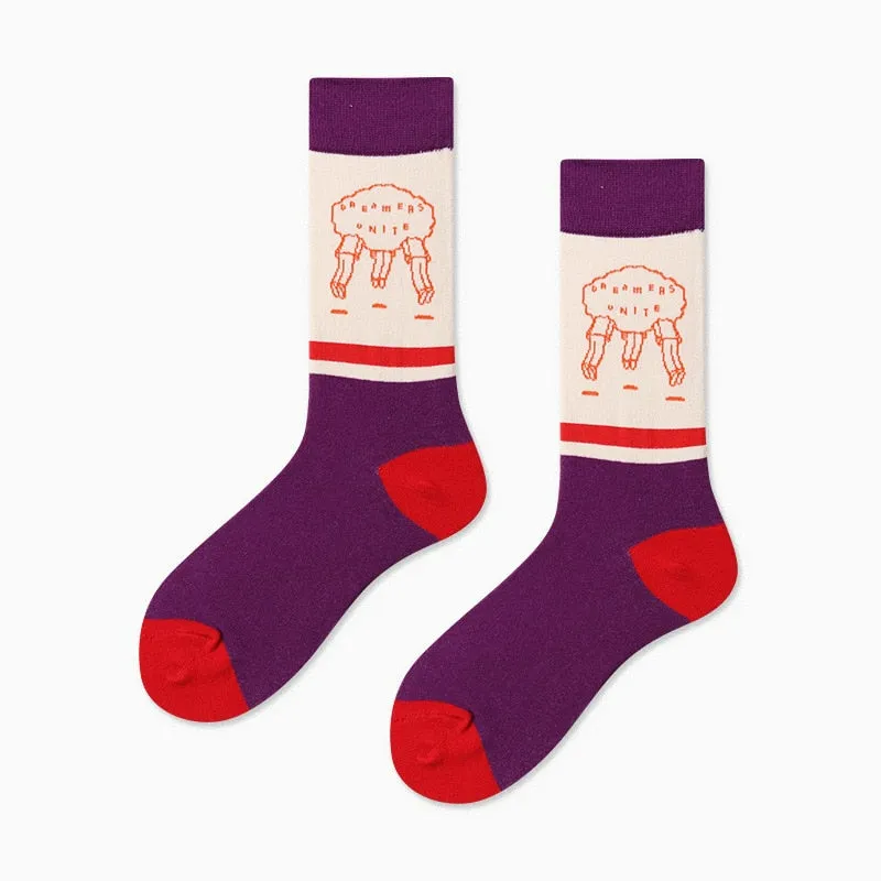 Abstract Art Skateboard Style Socks Set