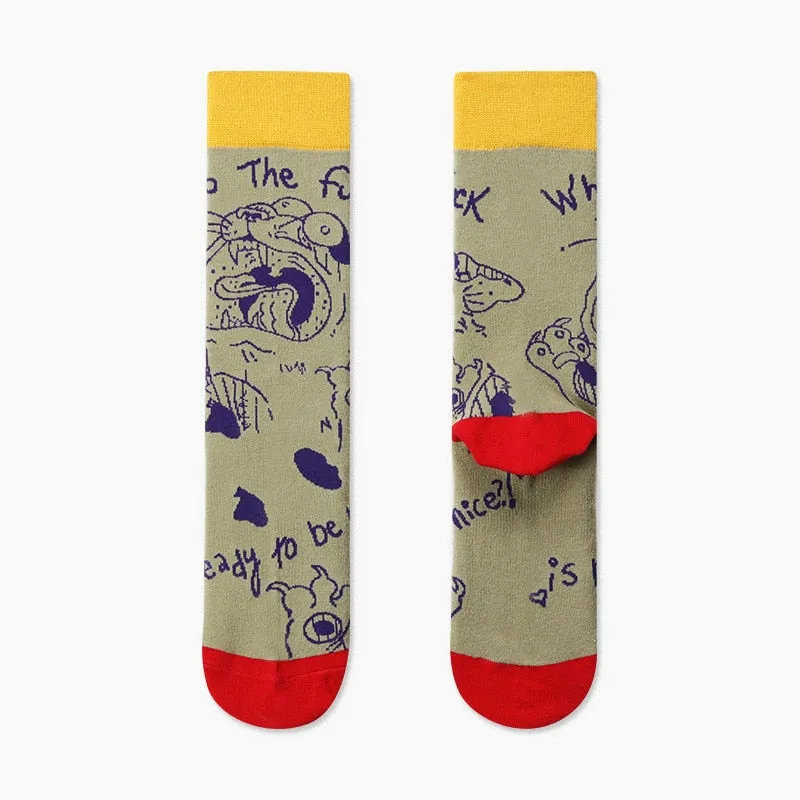 Abstract Art Skateboard Style Socks Set