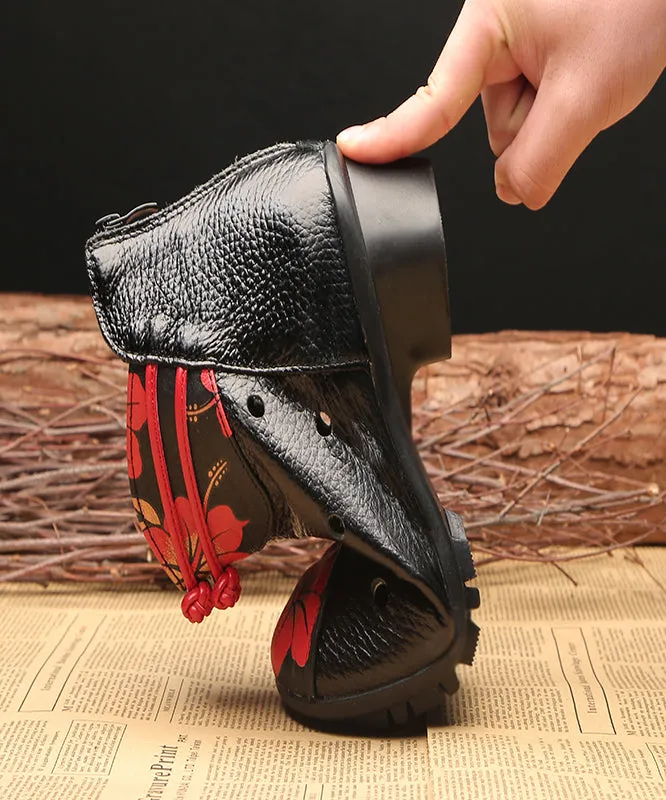 Art Hollow Out Cowhide Leather Boots Splicing Oriental Boots LY0245