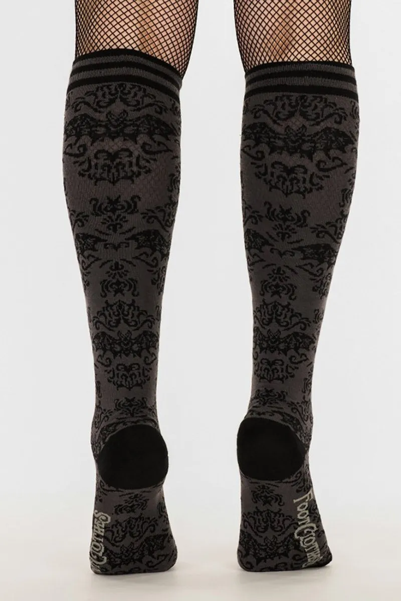 Bat Damask Knee High Socks