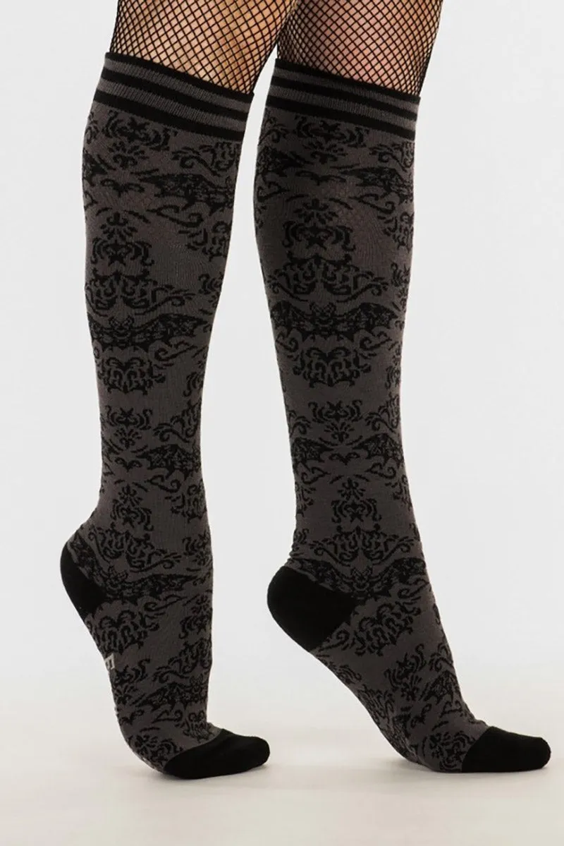 Bat Damask Knee High Socks