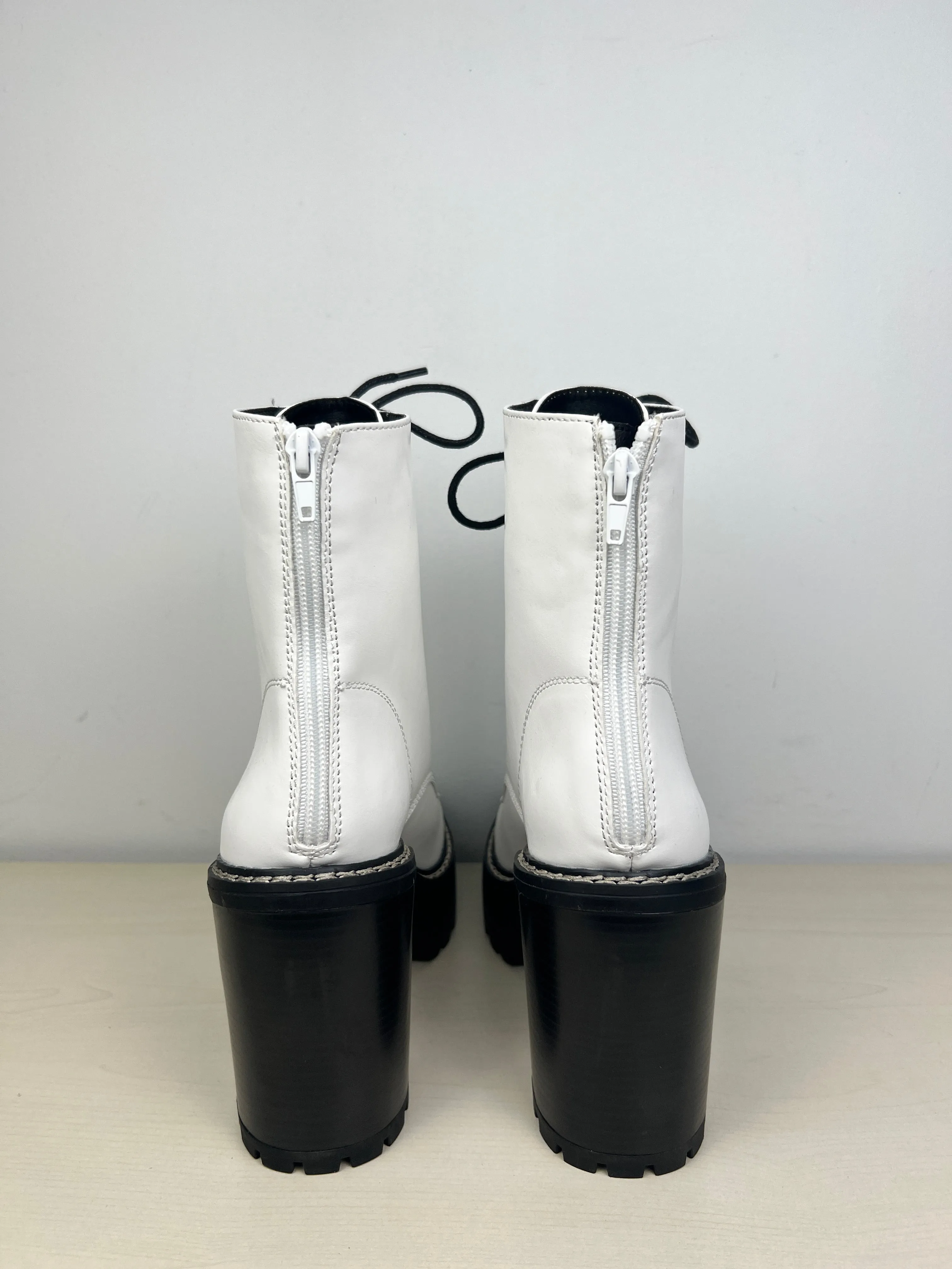 Boots Ankle Heels By Madden Girl In Black & White, Size: 9