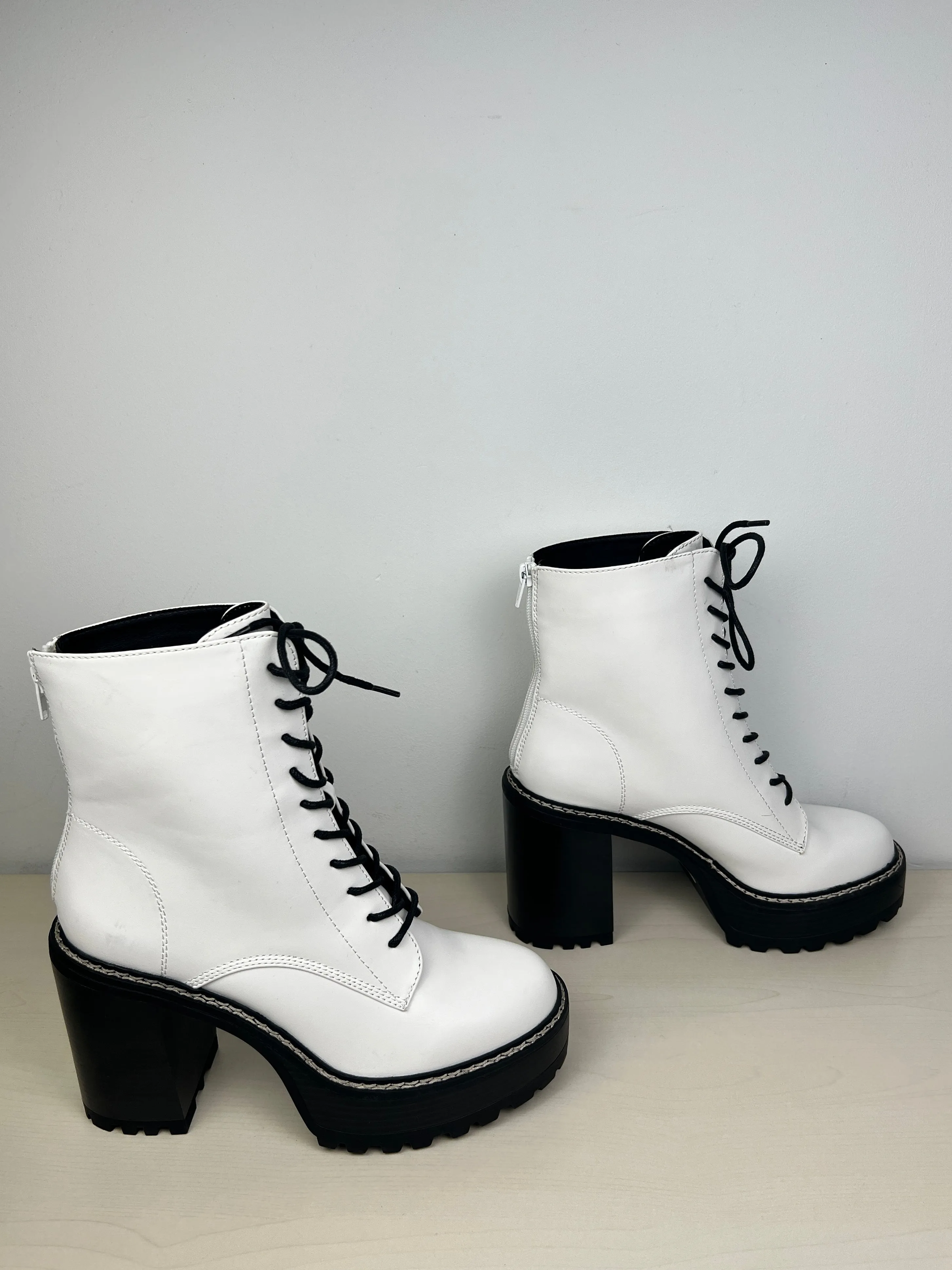 Boots Ankle Heels By Madden Girl In Black & White, Size: 9