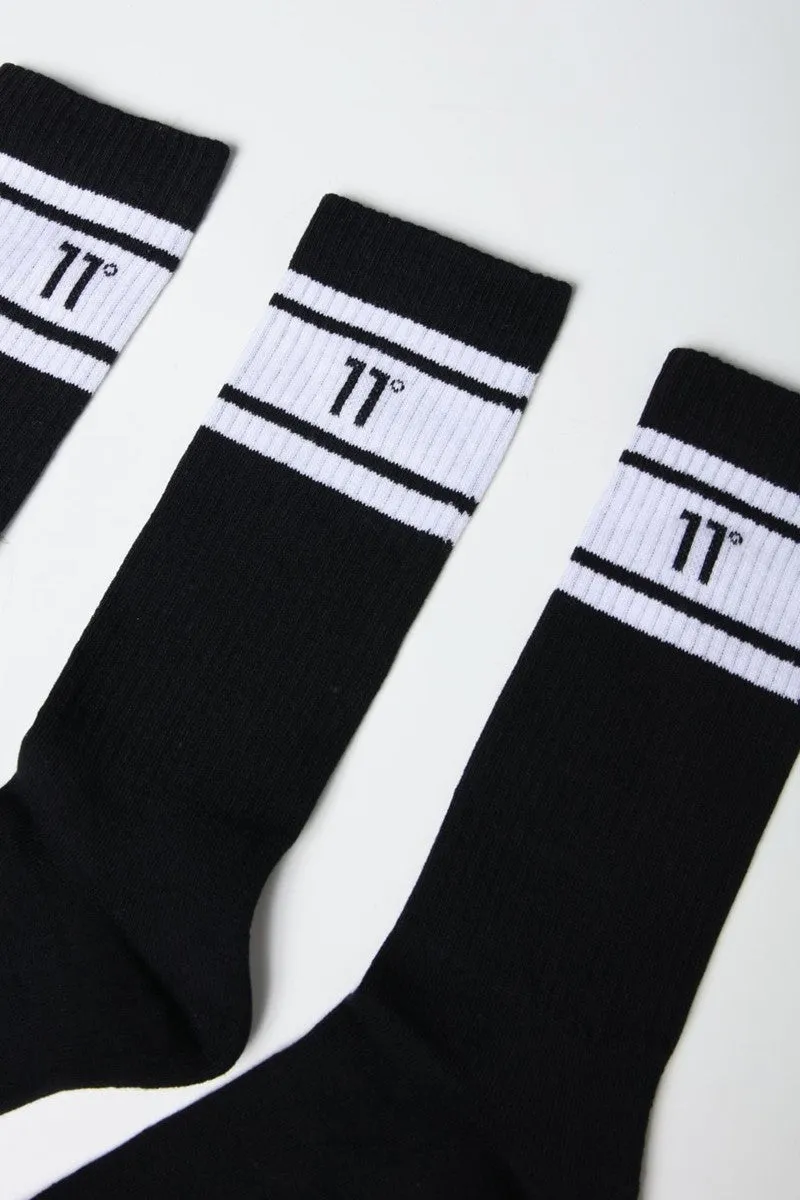 Core Stripe Socks 3 Pack - Black