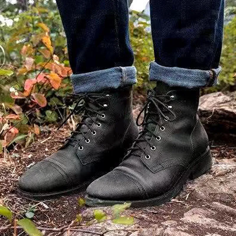 Men's Vintage Martin Boots Western Style Lace-up Leather Boots
